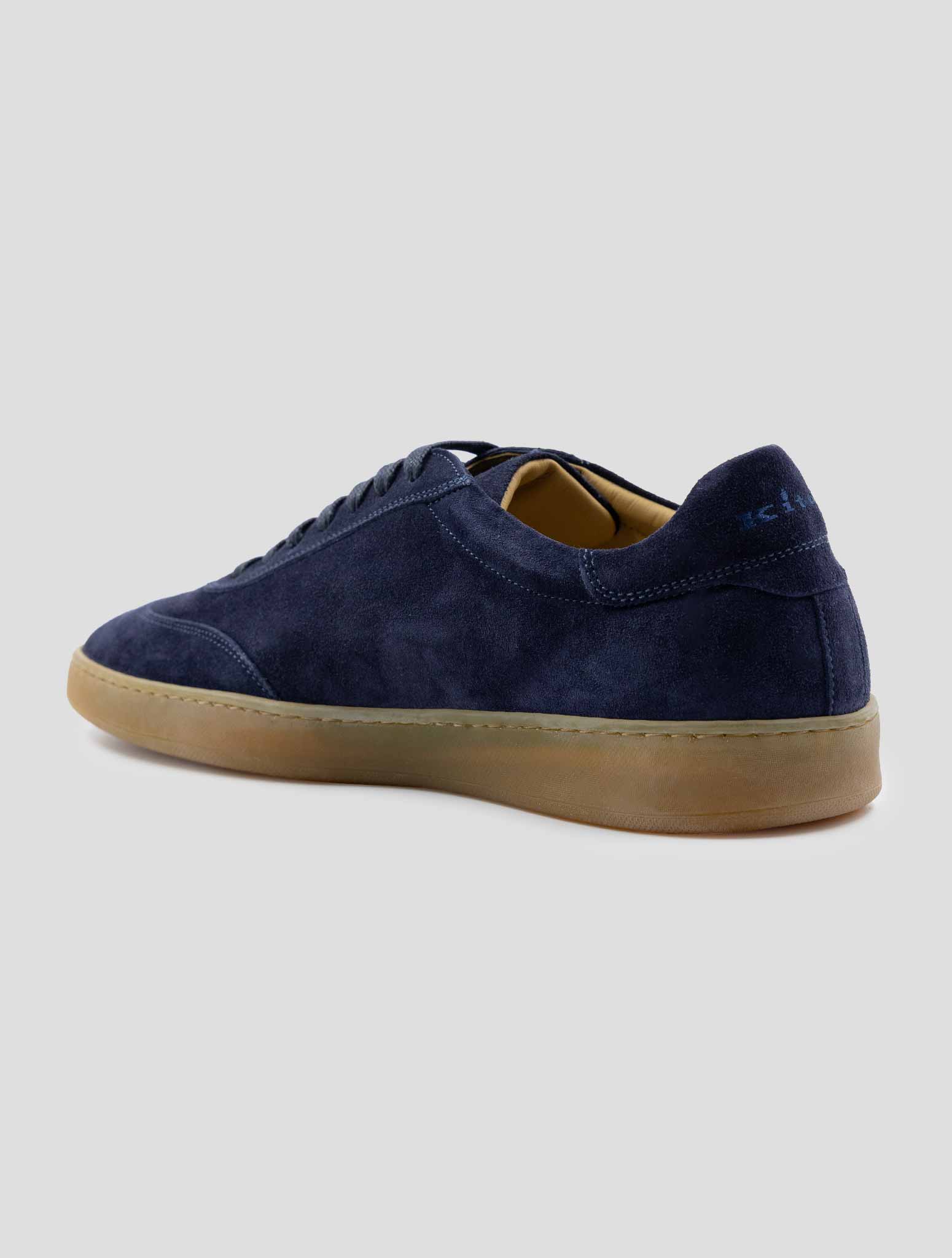 Kiton Dark Blue Leather Suede Sneakers