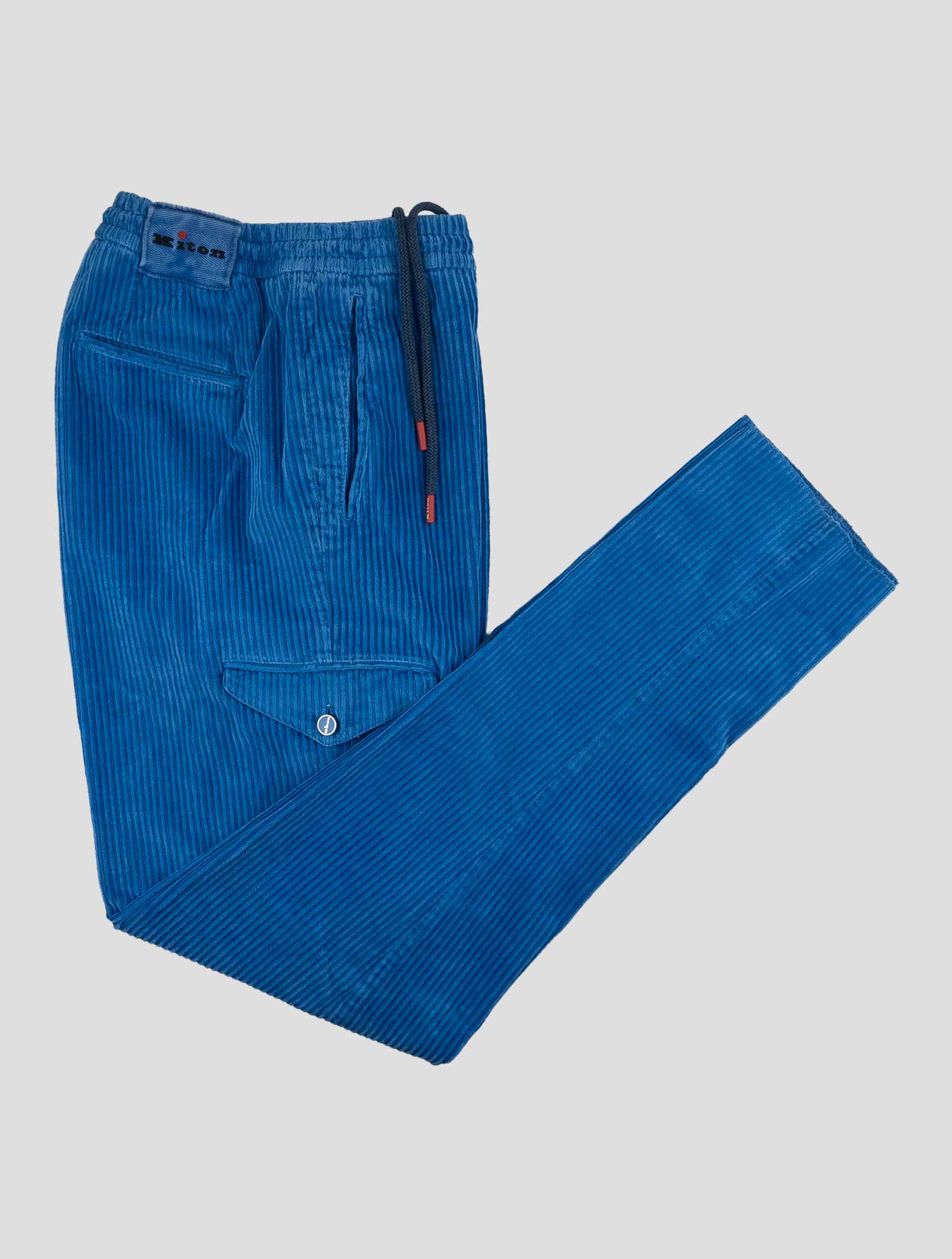 Kiton Blue Cotton Velvet Pants