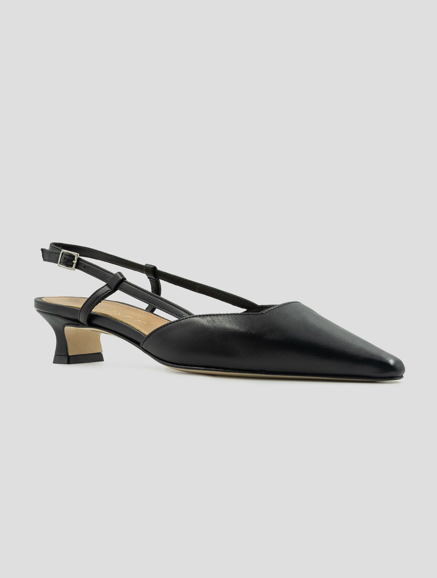 Kiton Black Leather Slingbacks