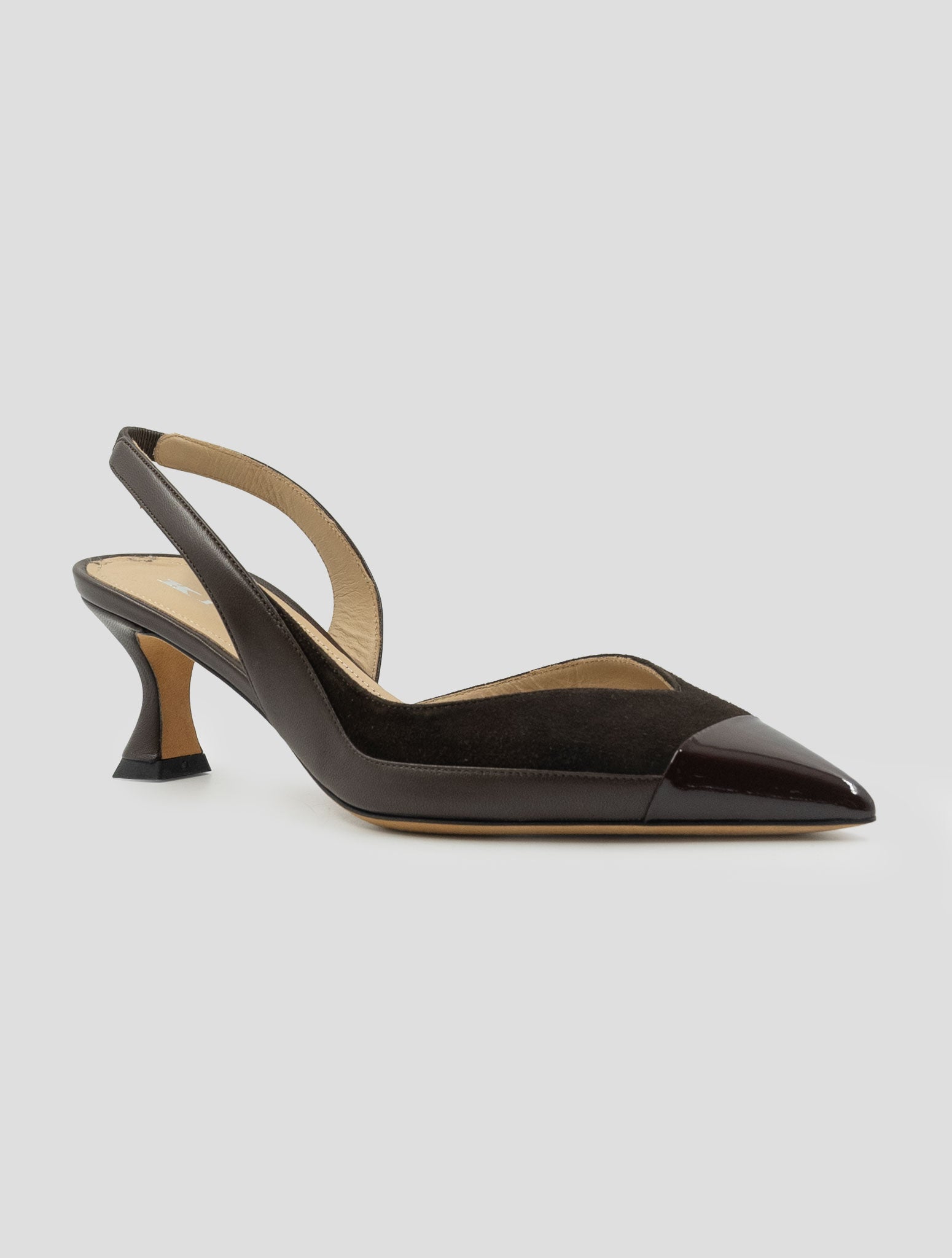 Kiton Brown Leather Suede Leather Slingbacks