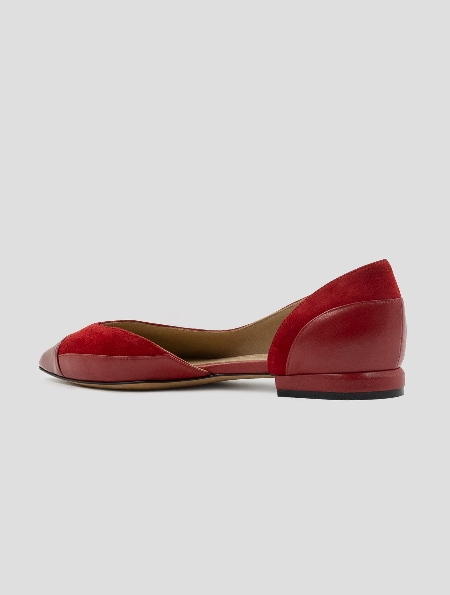 Kiton Red Leather Suede Leather Ballerina