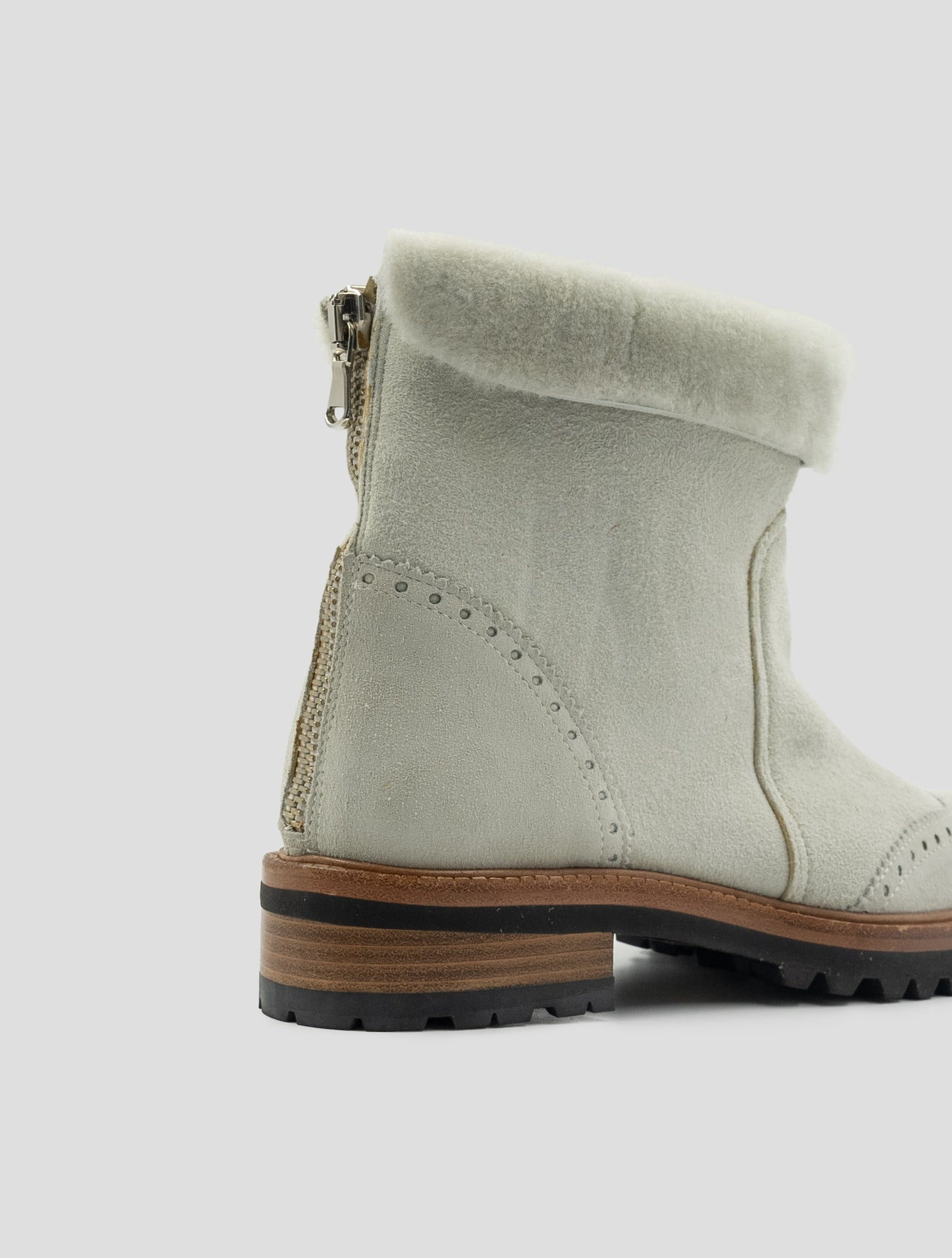 Kiton Gray Leather Shearling Boots