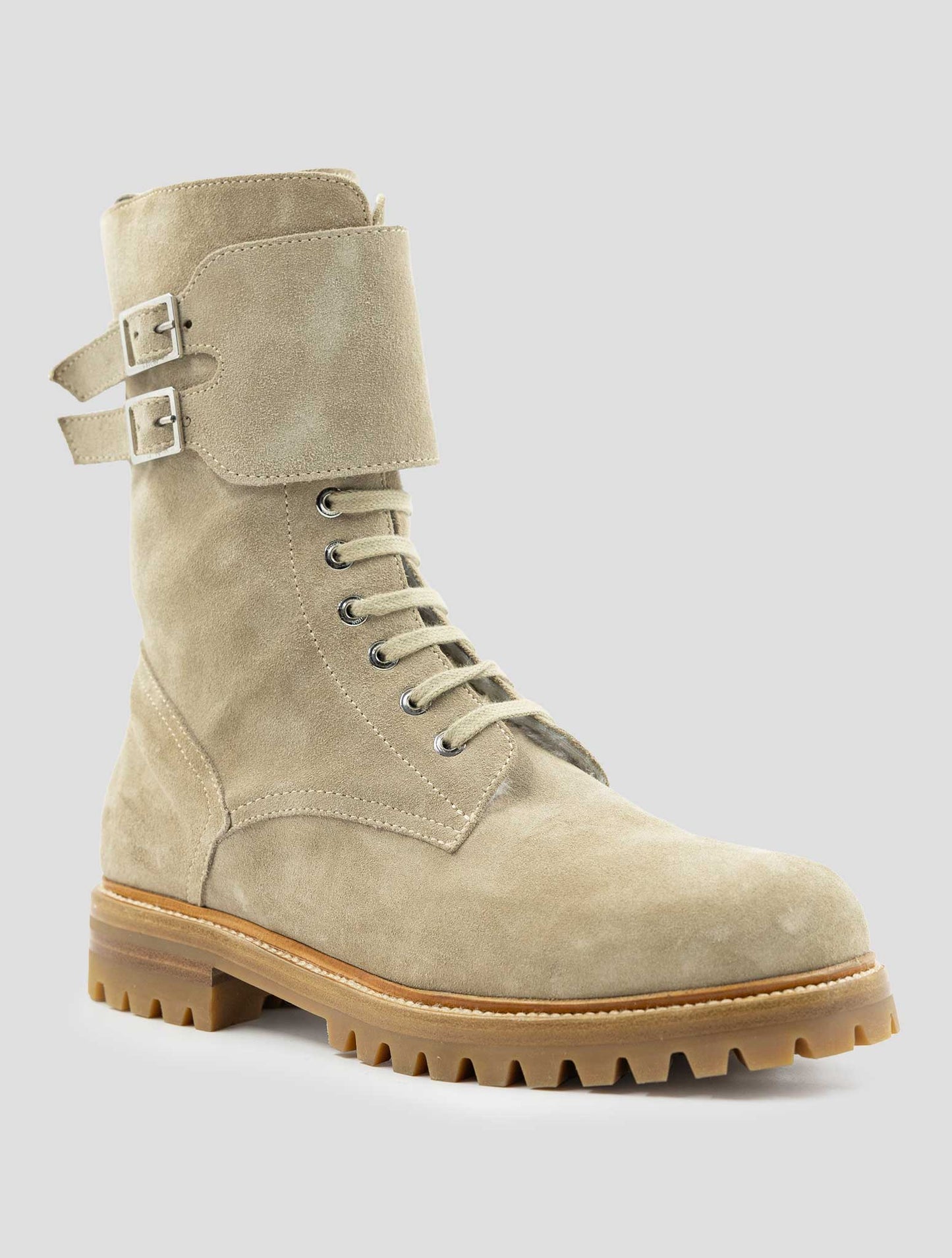 Kiton Beige Leather Suede With Fur Boots