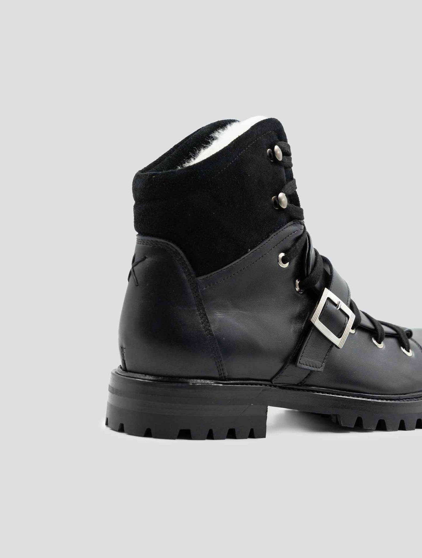 Kiton Black Leather Leather Suede With Fur Boots