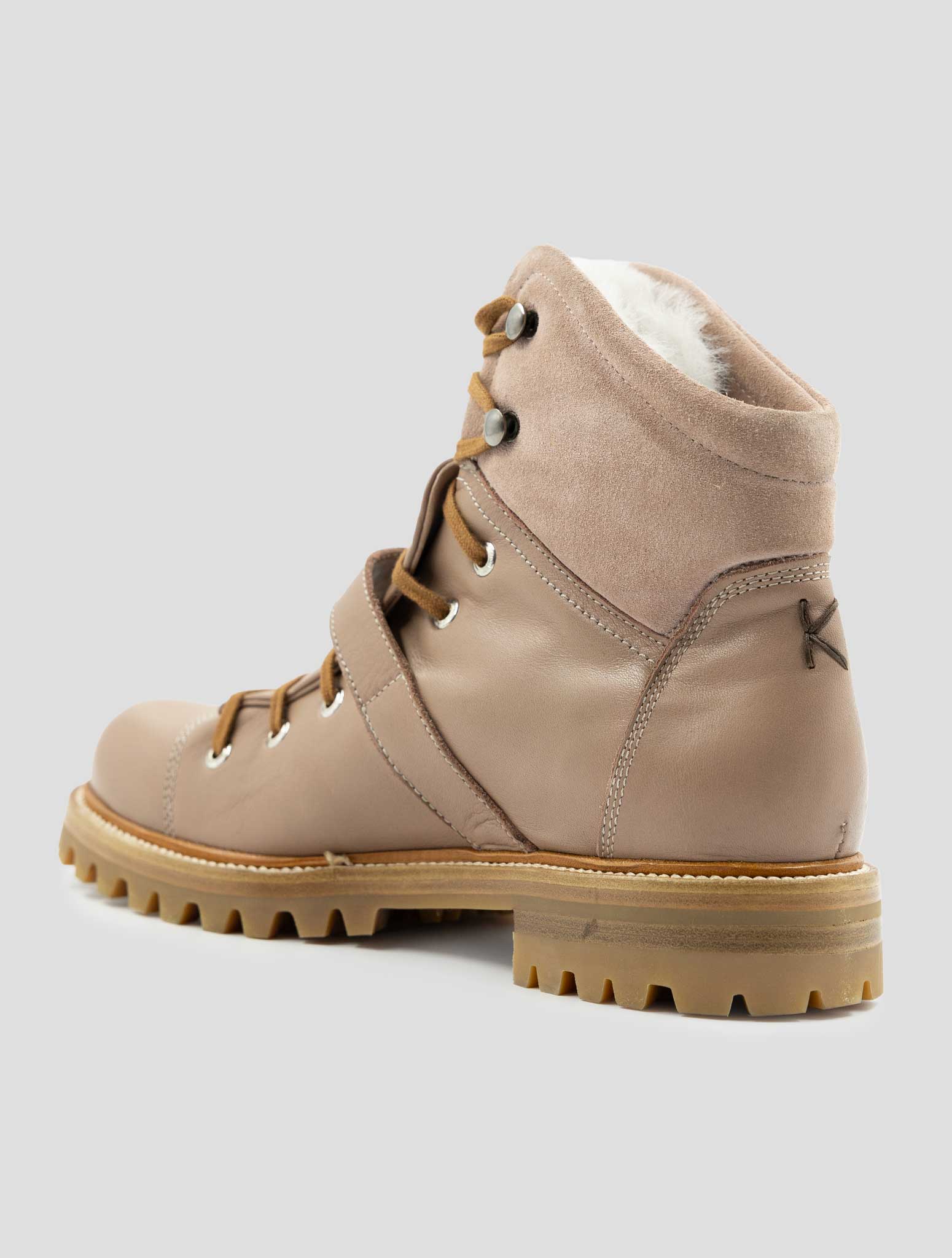 Kiton Pink Leather Leather Suede With Fur Boots