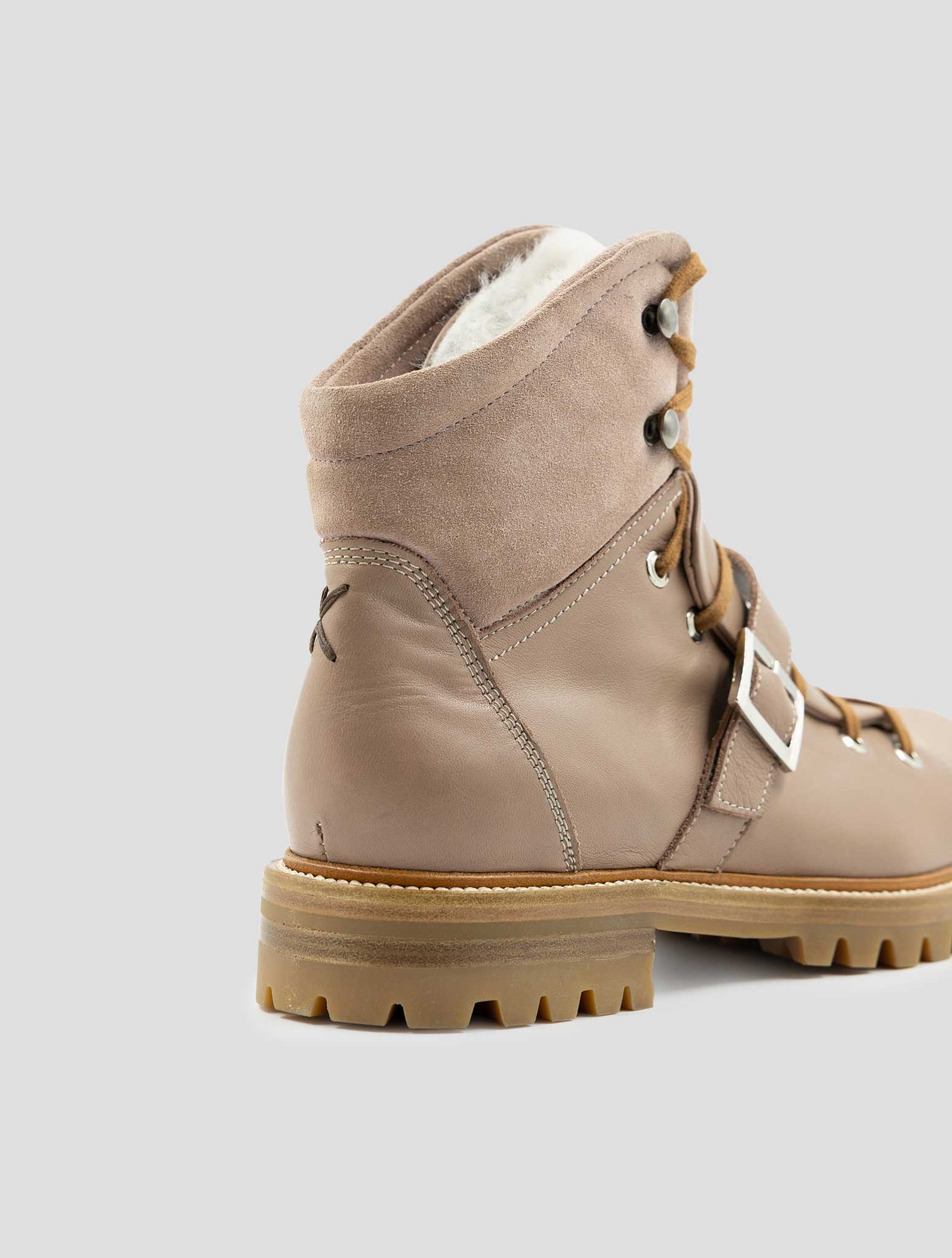 Kiton Pink Leather Leather Suede With Fur Boots
