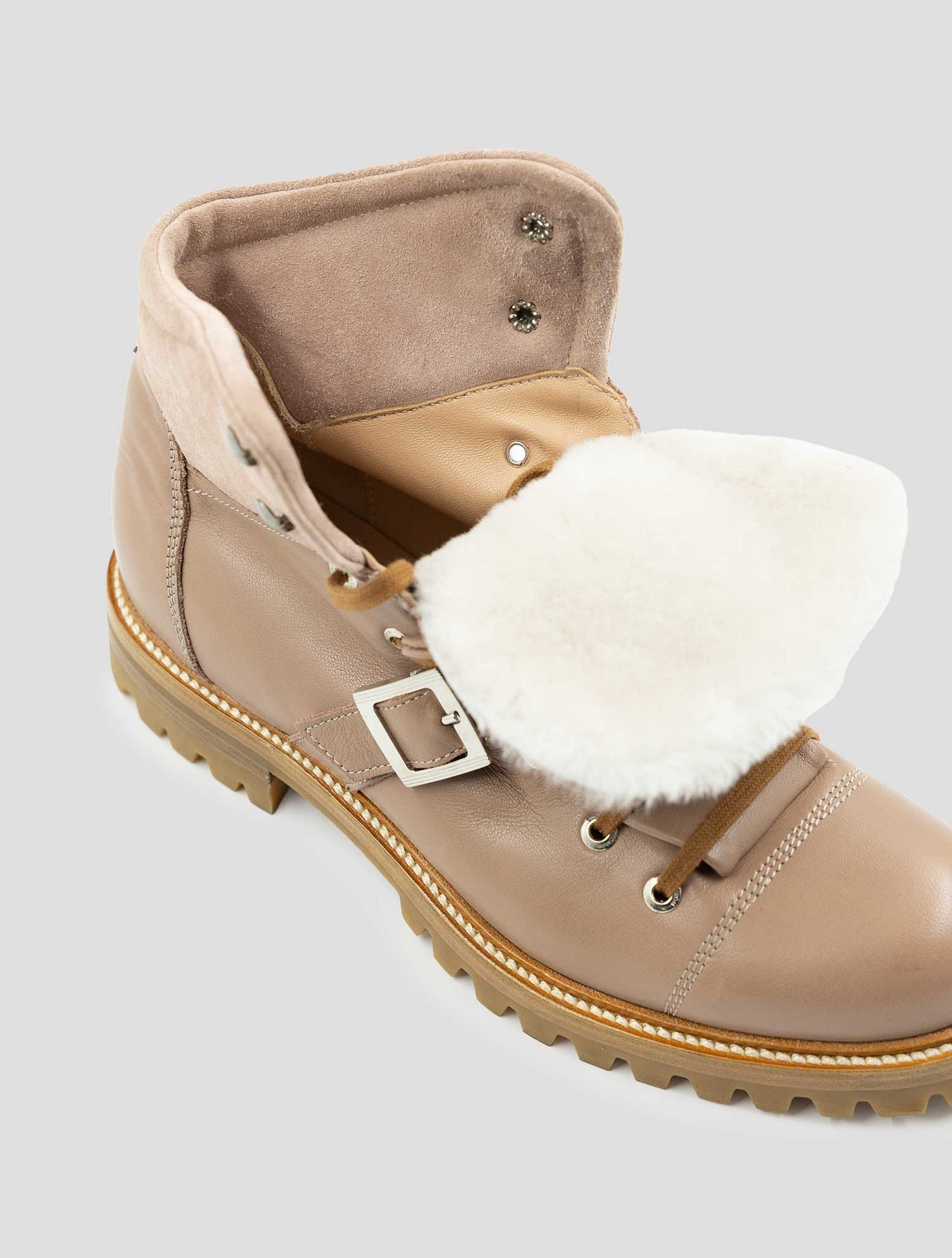 Kiton Pink Leather Leather Suede With Fur Boots