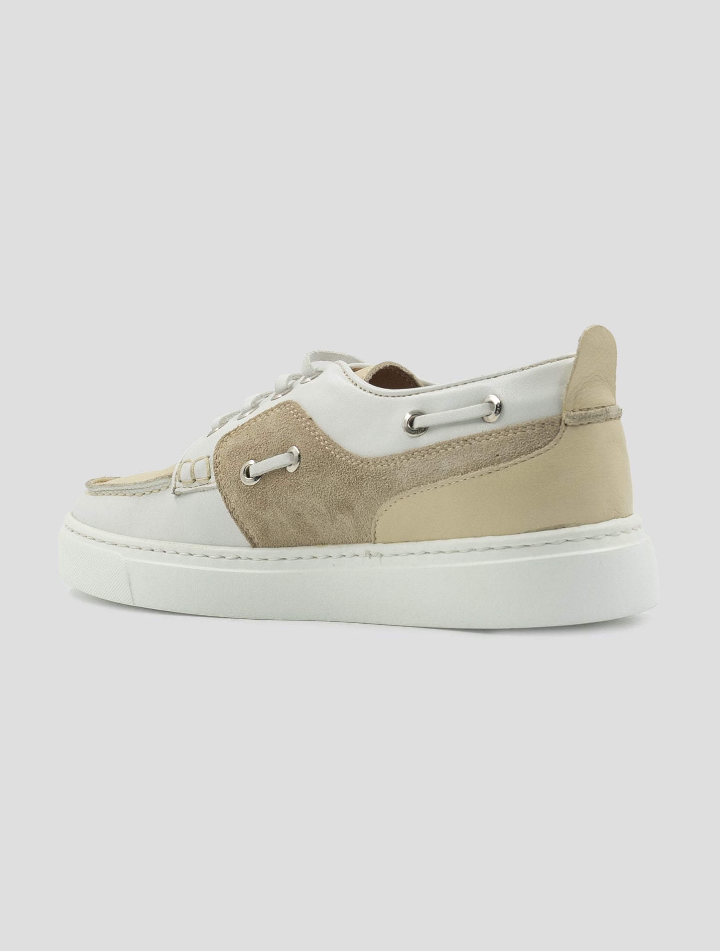 Kiton Beige White Leather Suede Leather Loafers