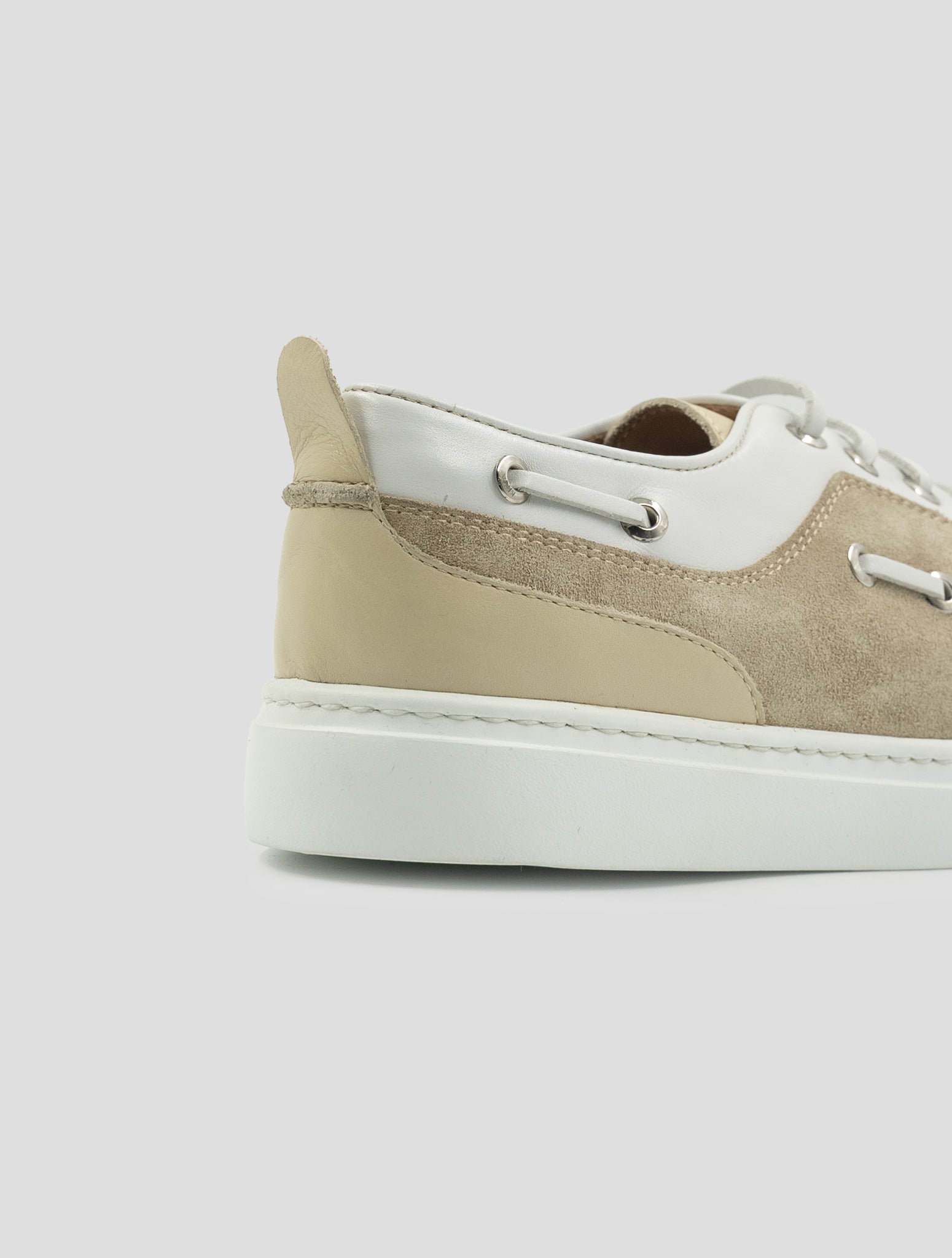 Kiton Beige White Leather Suede Leather Loafers