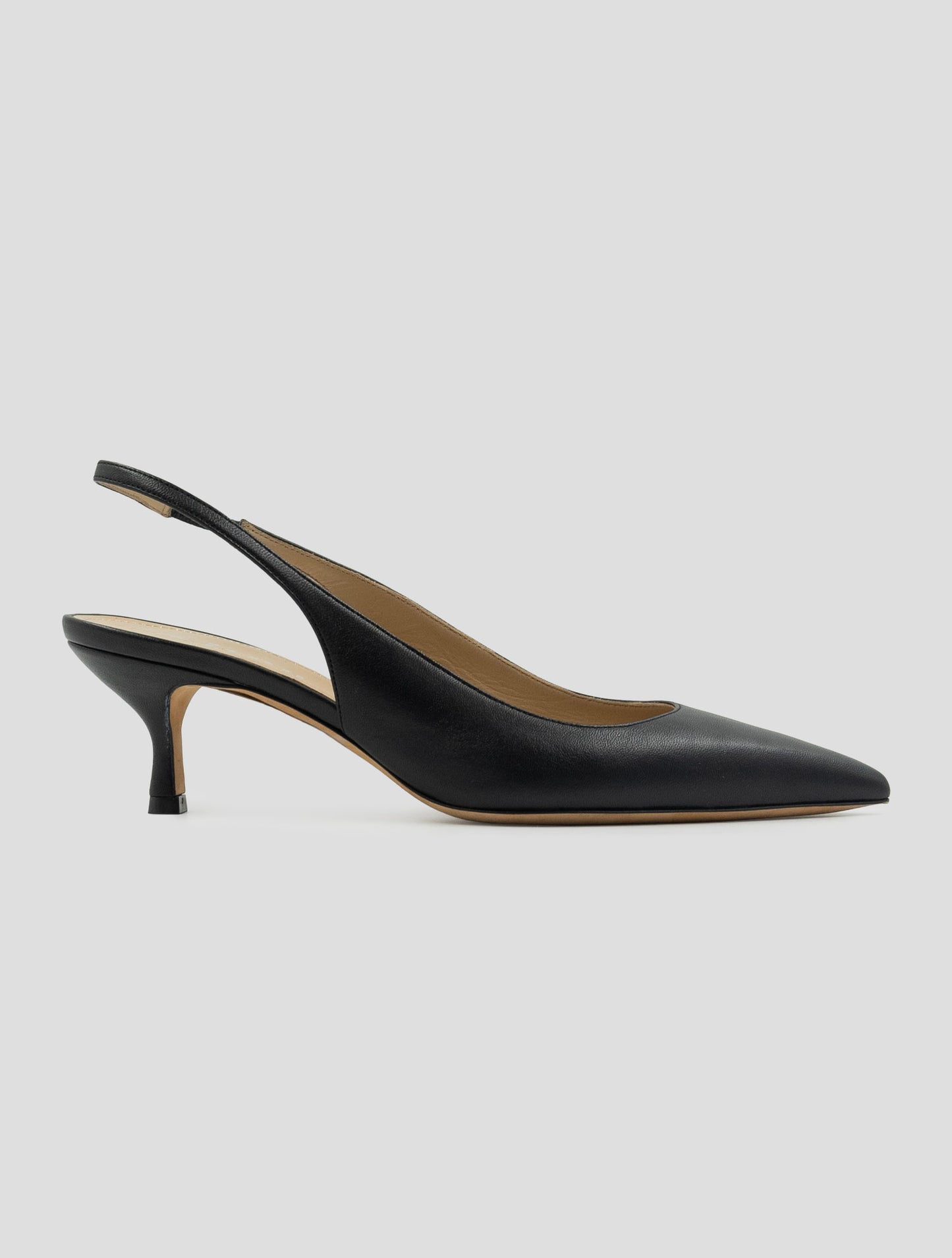 Kiton Black Leather Slingbacks