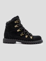 Kiton Black Leather Suede With Fur Boots
