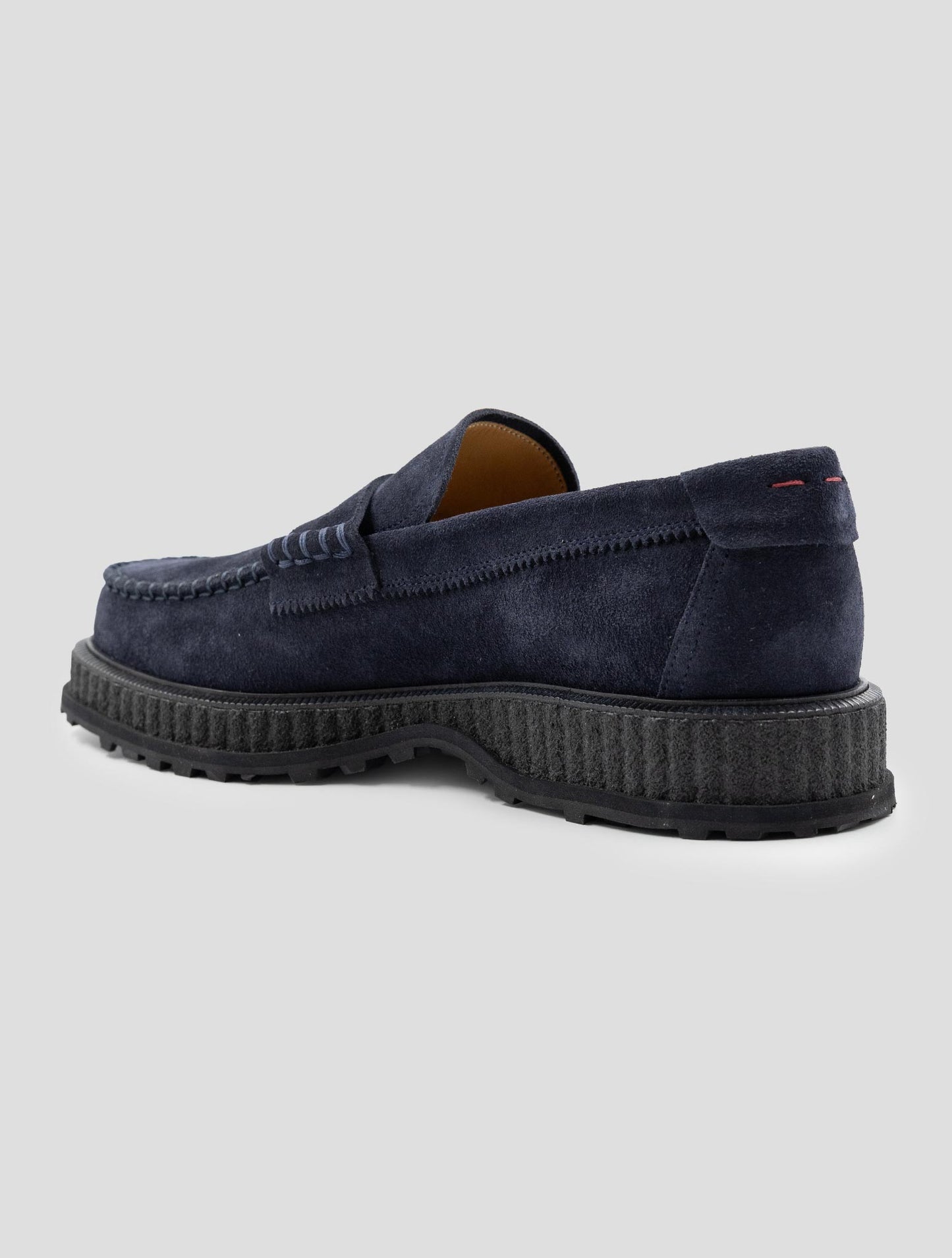 Kiton Blue Leather Suede Loafers
