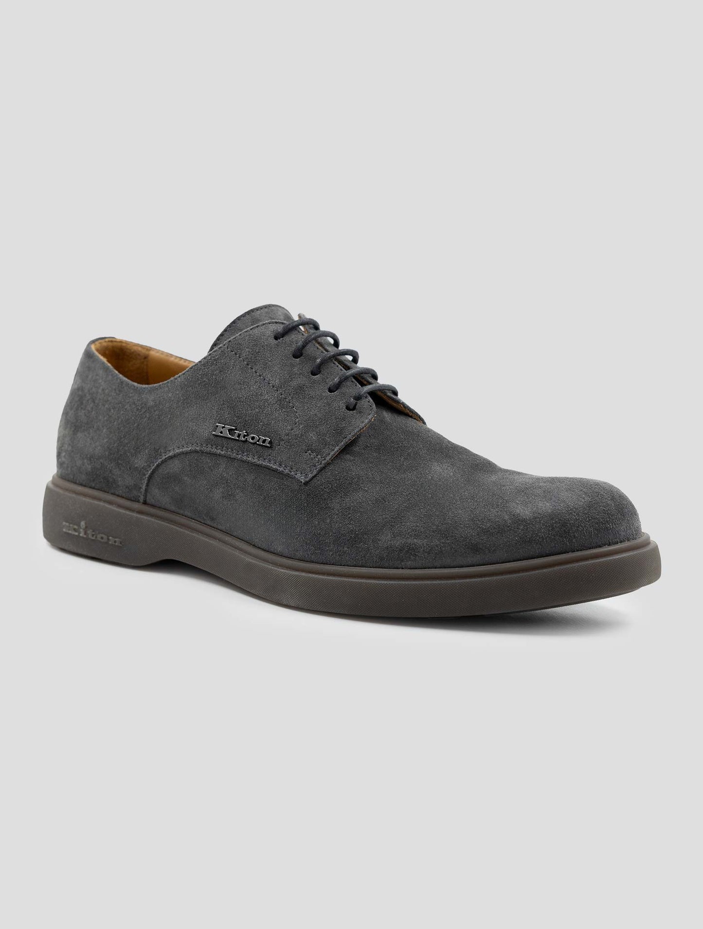 Kiton Gray Leather Suede Dress Shoes