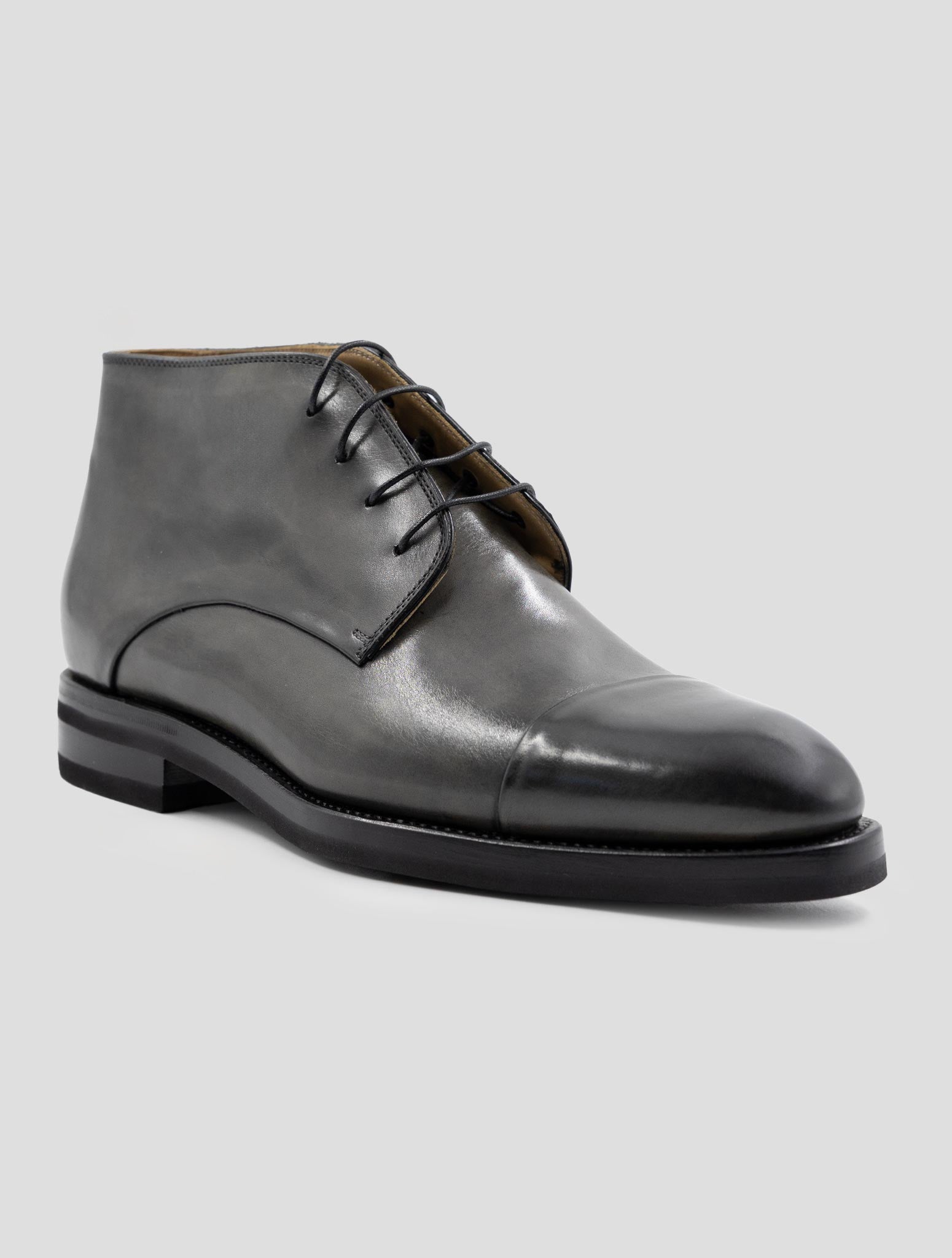 Kiton Gray Leather Dress Shoes