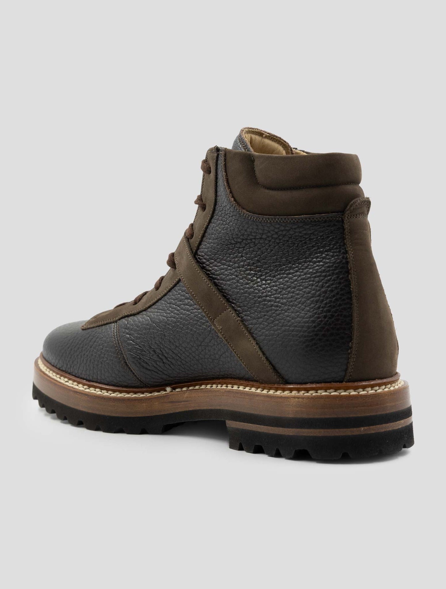 Kiton Brown Leather and Leather Suede Boots