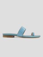 Kiton Light Blue Leather Crocodile Leather Sandals