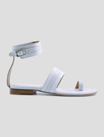 Kiton White Black Leather Sandals