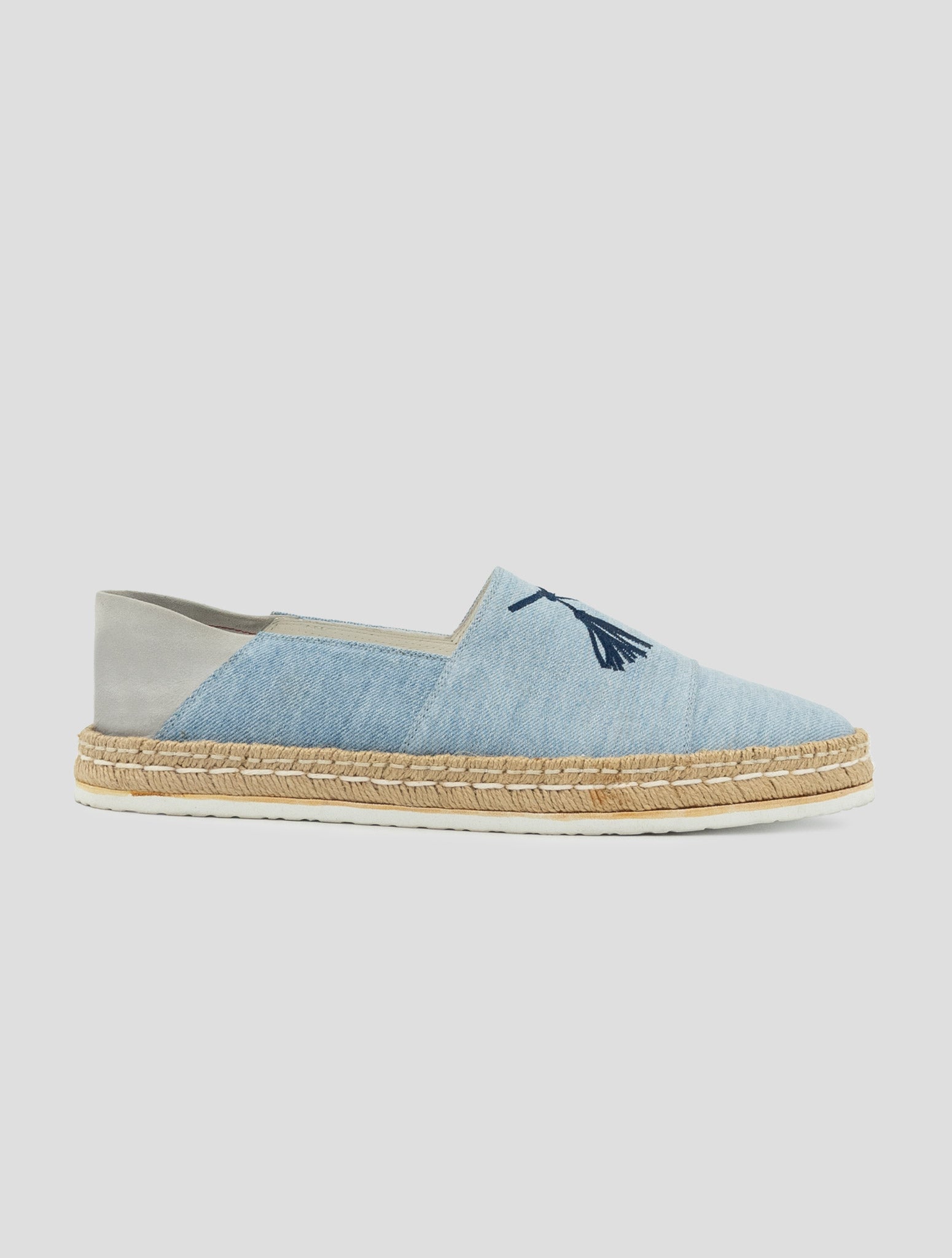 Kiton Light Blue Cotton Leather Suede Espadrillas