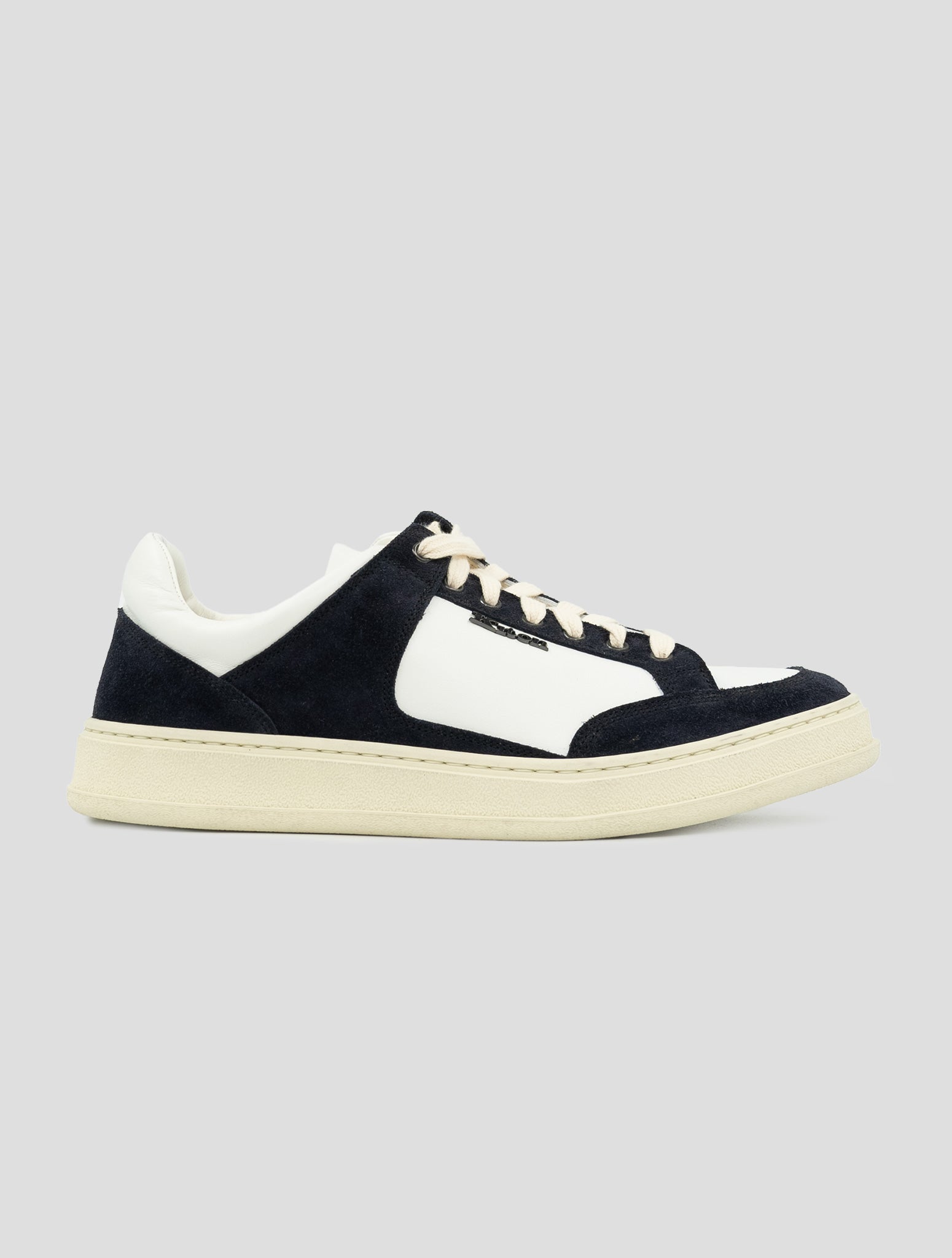 Kiton Blue White Leather Leather Suede Sneakers