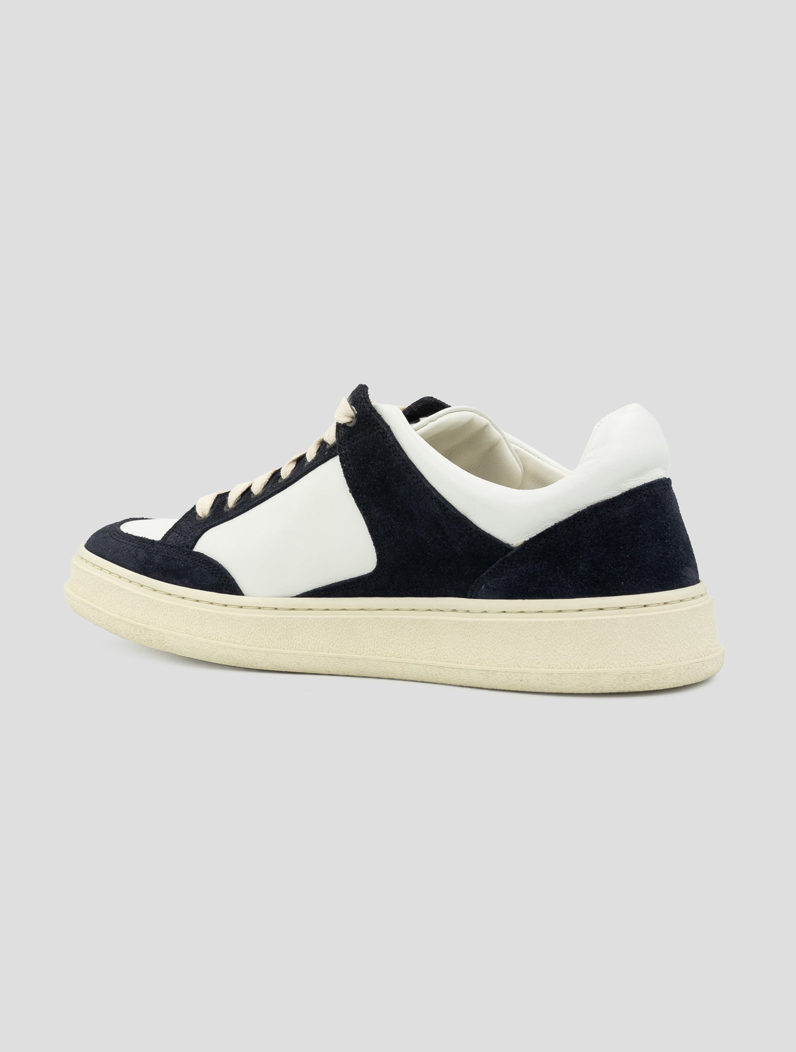 Kiton Blue White Leather Leather Suede Sneakers