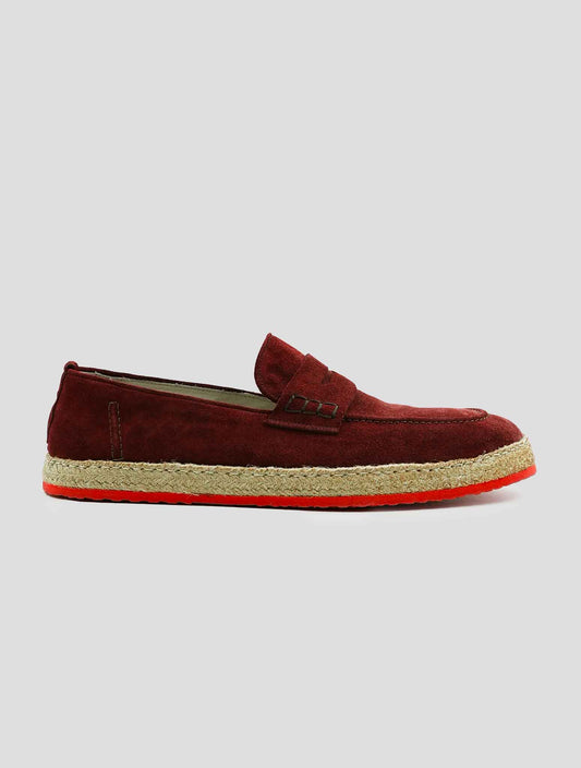 Kiton Red Leather Suede Espadrillas