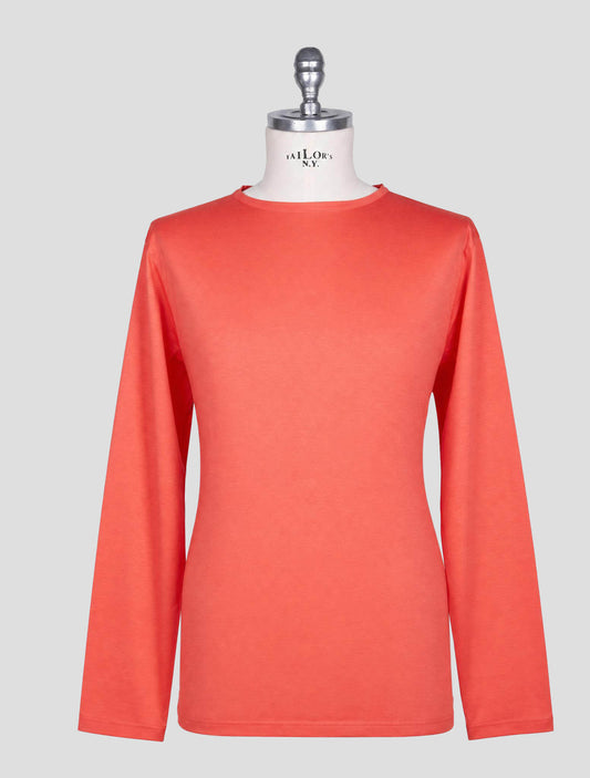 Kiton Knt Red Cotton T-Shirt Long Sleeve