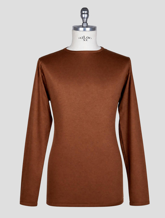 Kiton Knt Brown Cotton T-Shirt Long Sleeve
