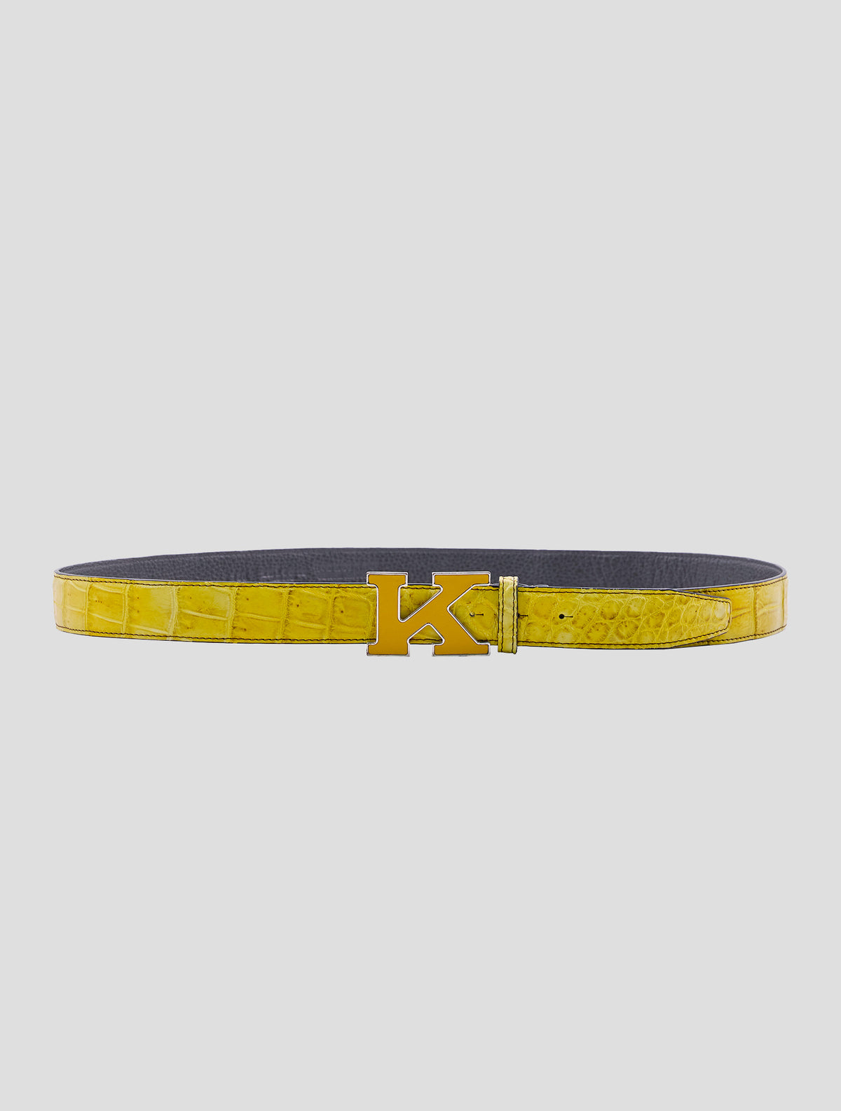 Kiton Yellow Leather Crocodile Belt