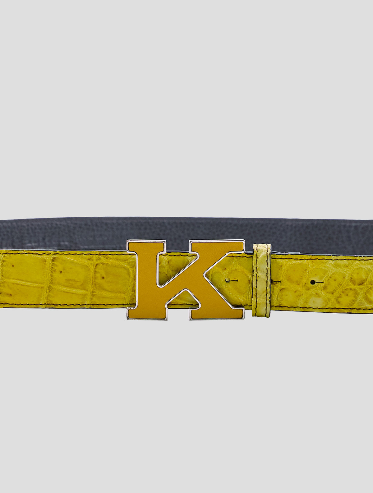 Kiton Yellow Leather Crocodile Belt