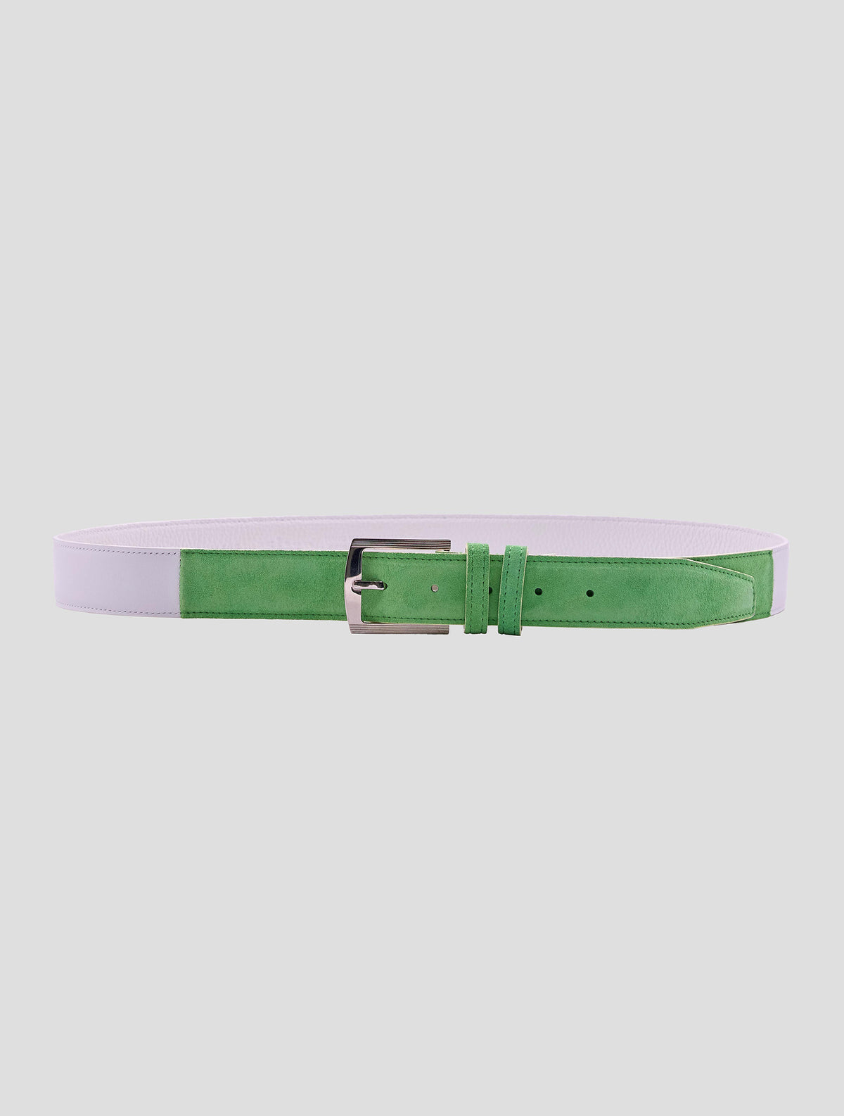 Kiton White Green Leather Leather Suede Belt