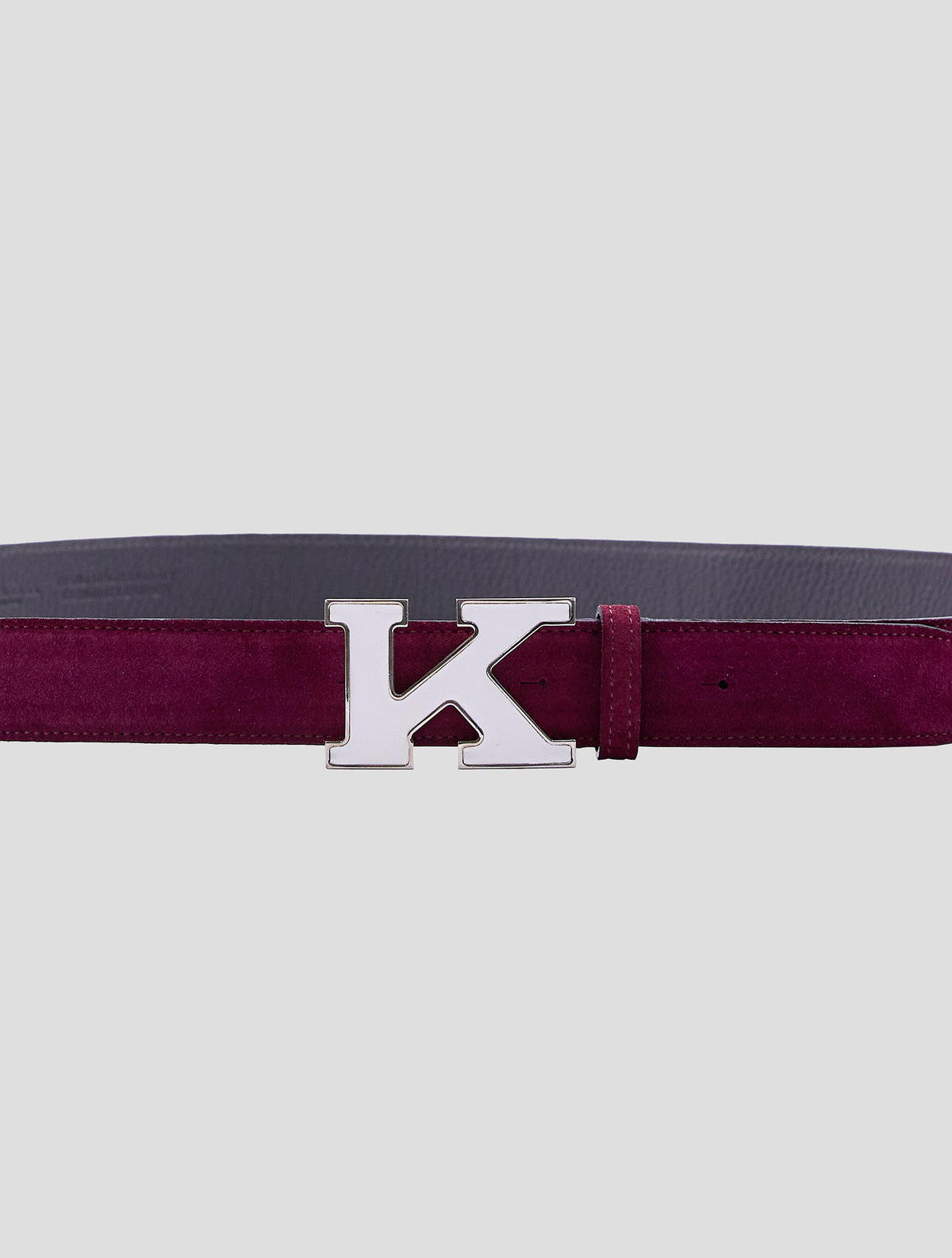 Kiton Burgundy Leather Suede Belt
