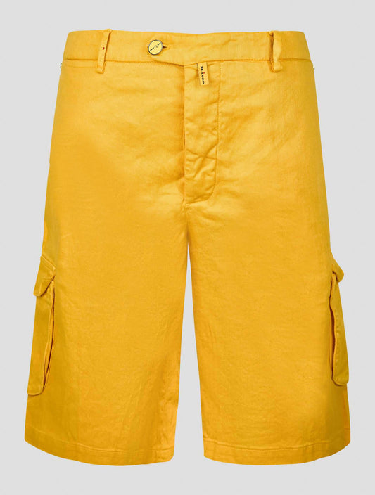 Kiton Yellow Linen Cotton Ea Short Pants