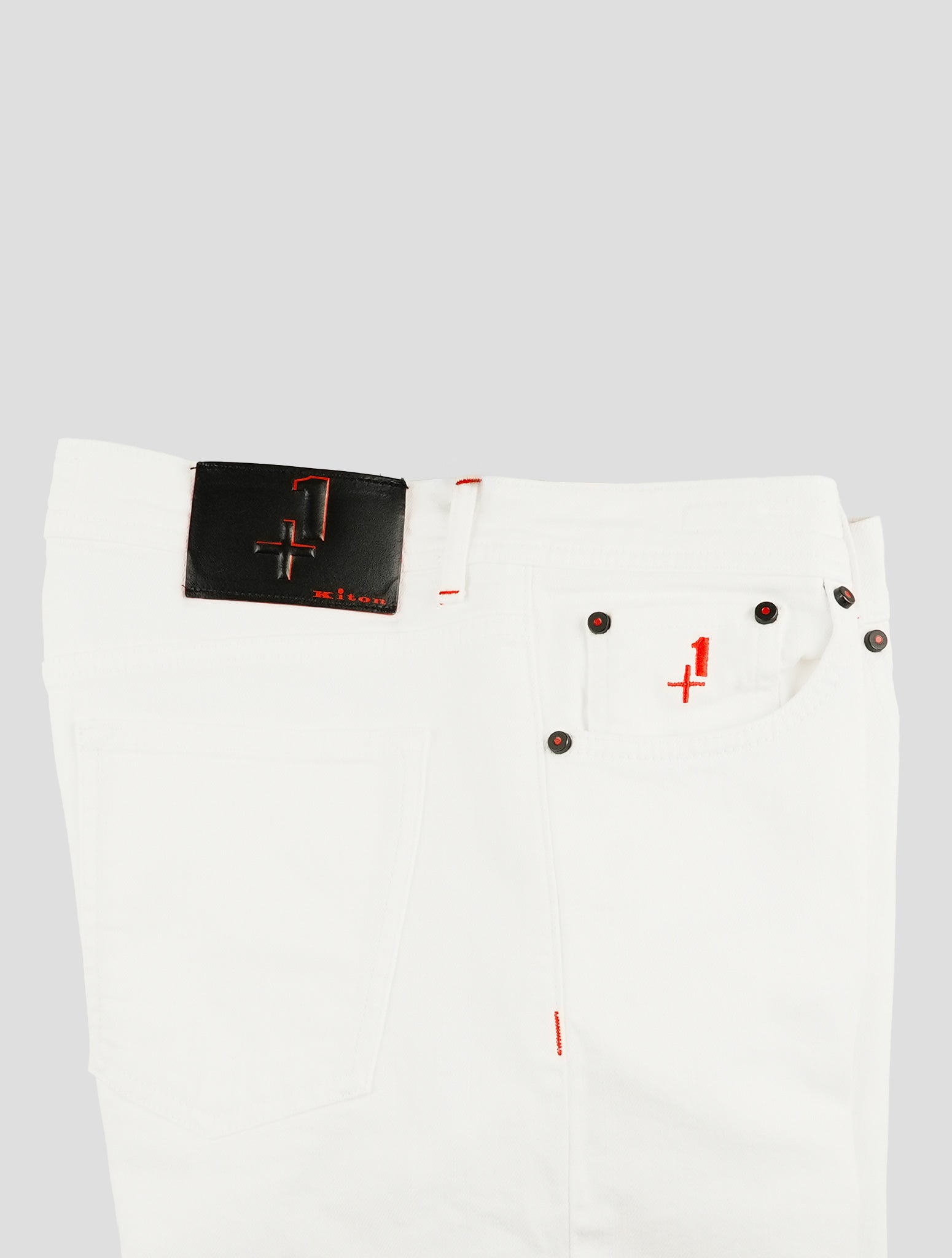 Kiton White Cotton Ea Jeans