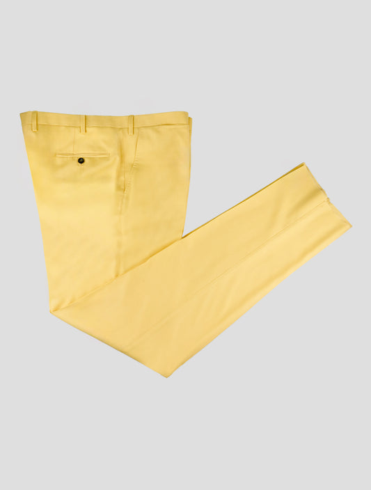 Kiton Yellow Wool 14 Micron Dress Pants