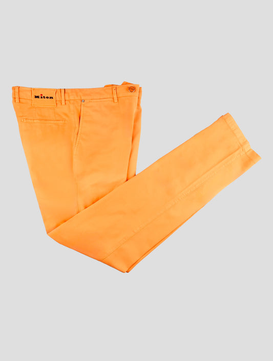 Kiton Orange Cotton Silk Ea Pants