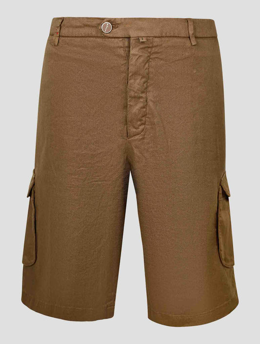 Kiton Brown Linen Cotton Ea Cargo Short Pants
