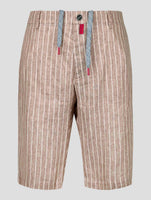 Kiton Beige White Linen Ea Pl Pants