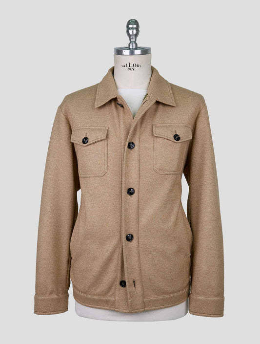 Kiton Beige Silk Cashmere Pl Coat
