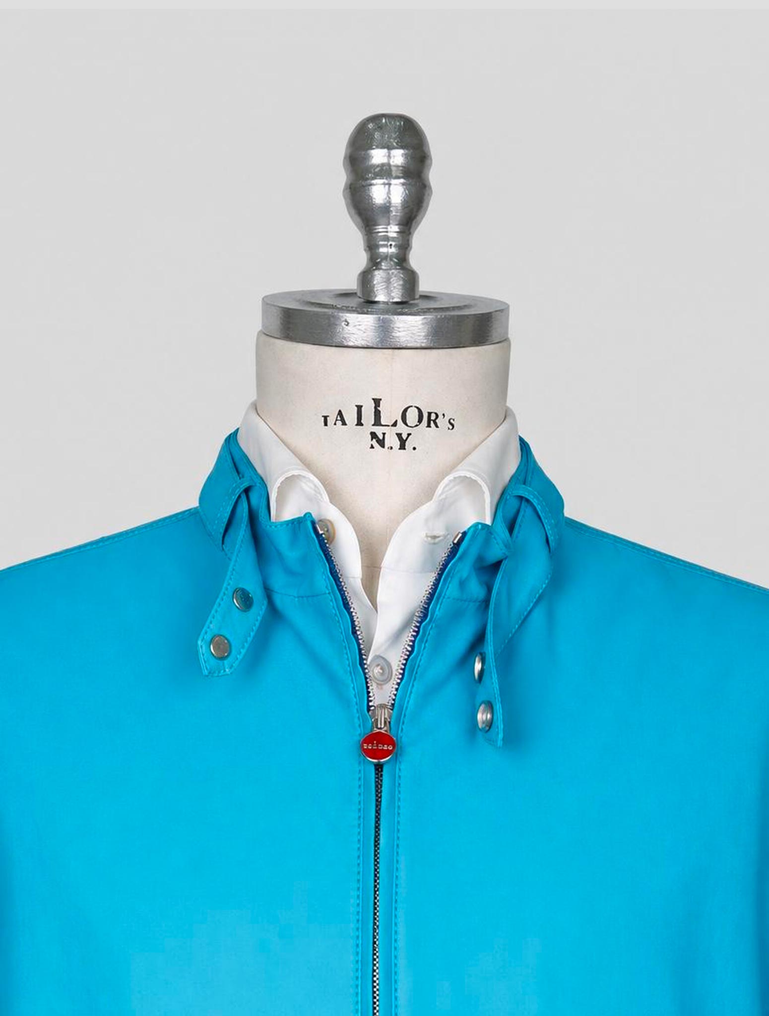 Kiton Light Blue Leather Calf Coat
