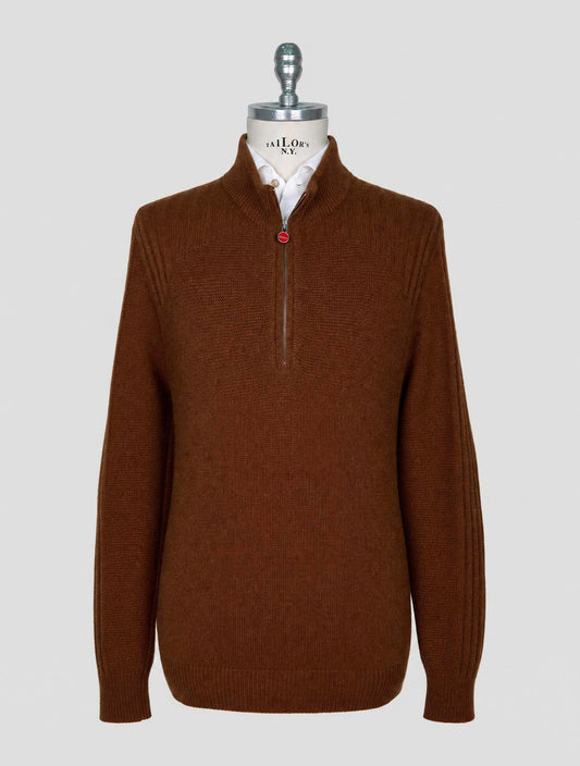 Kiton Brown Cashmere Sweater Half Zip