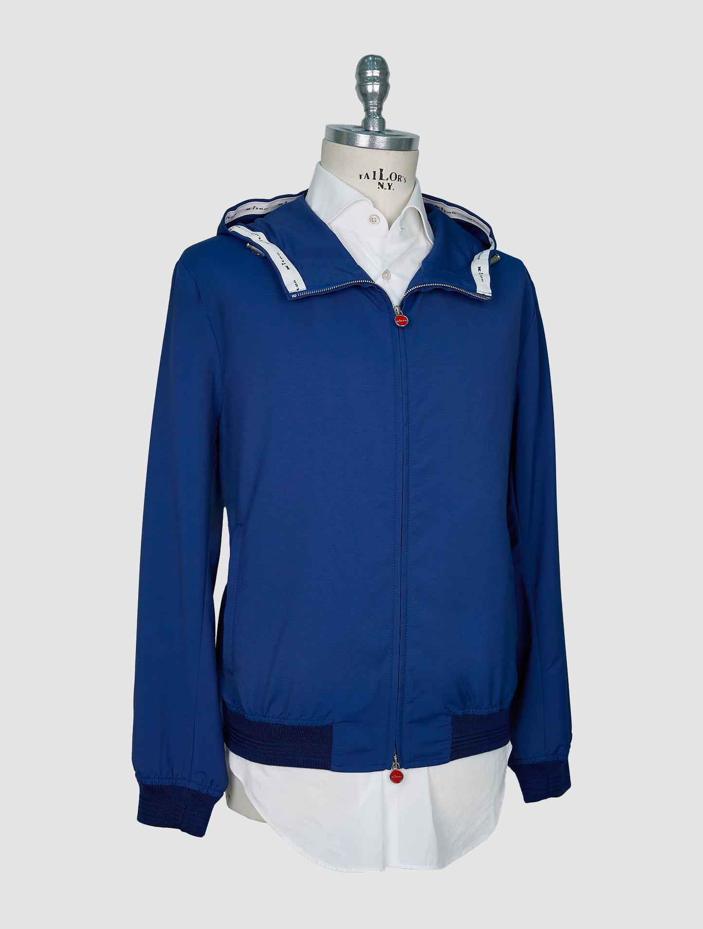 Kiton Blue Cotton Virgin Wool Coat