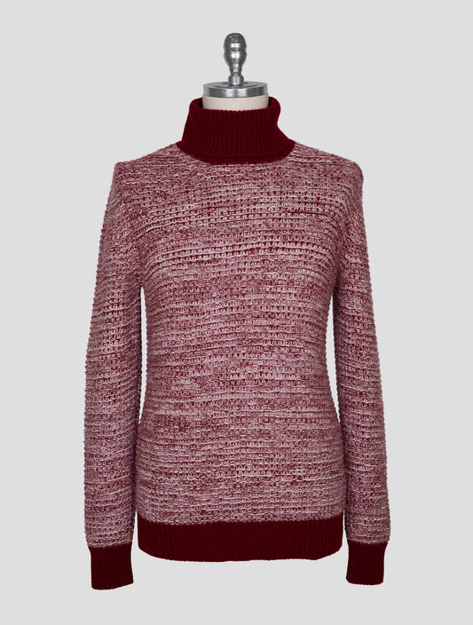 Kiton Burgundy White Cashmere Sweater Turtleneck
