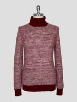 Kiton Burgundy White Cashmere Sweater Turtleneck