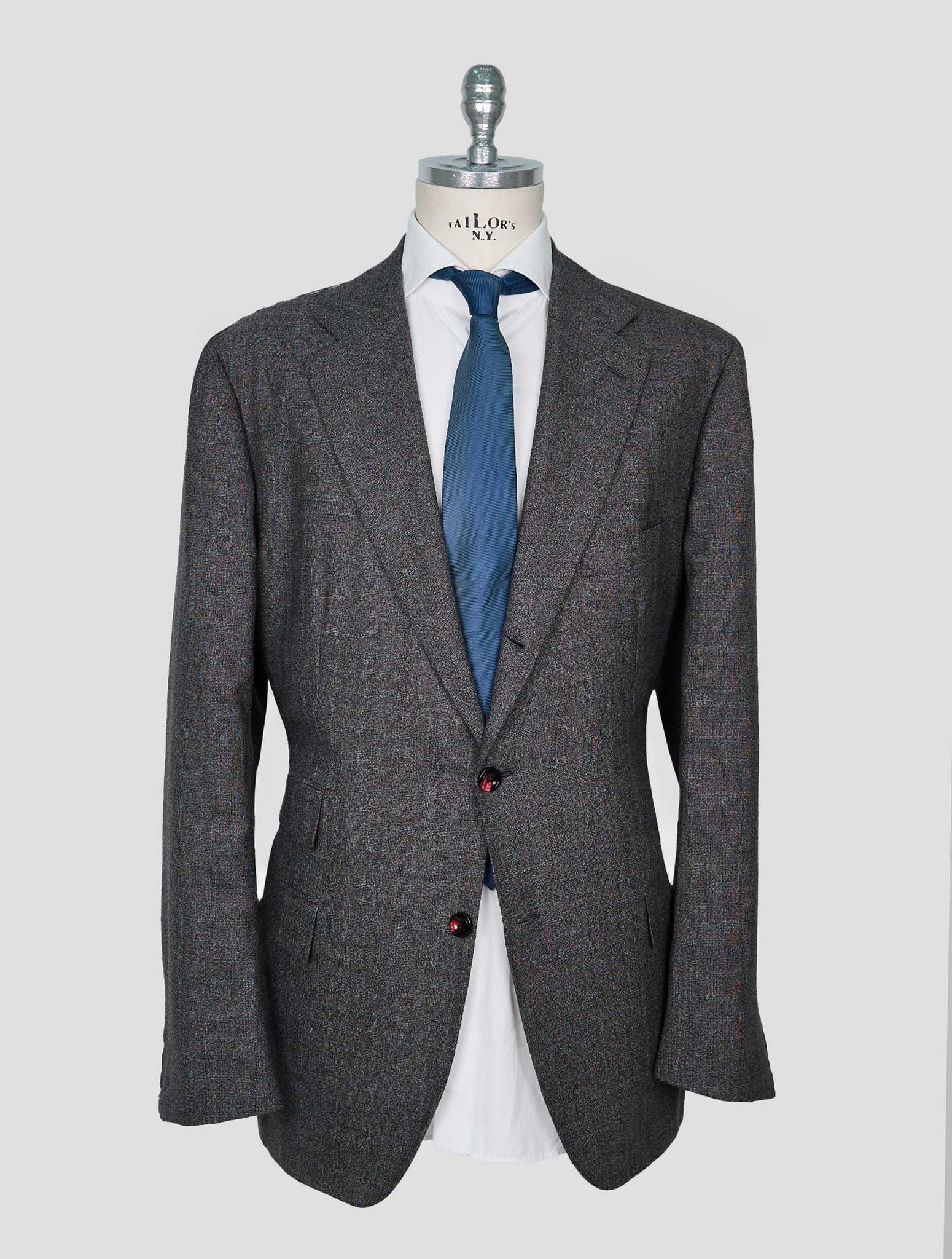 Kiton Gray Red Cashmere Suit