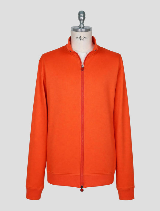 Kiton Orange Cotton Sweater Full Zip