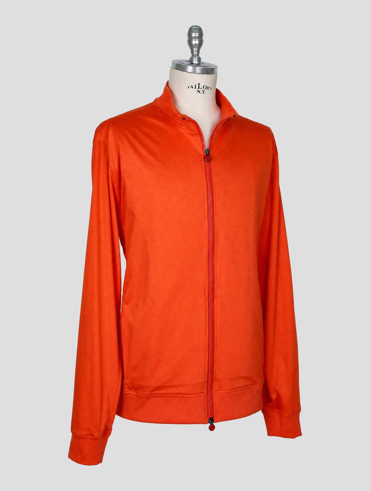 Kiton Orange Cotton Sweater Full Zip
