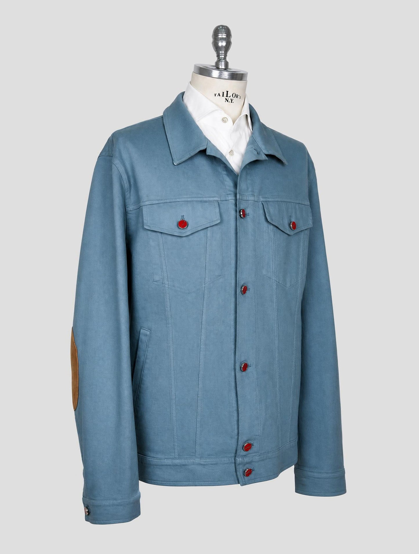 Kiton Light Blue Cotton Ea Coat