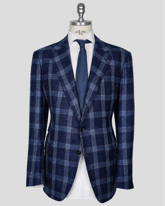 Kiton Blue Cashmere Silk Linen Blazer
