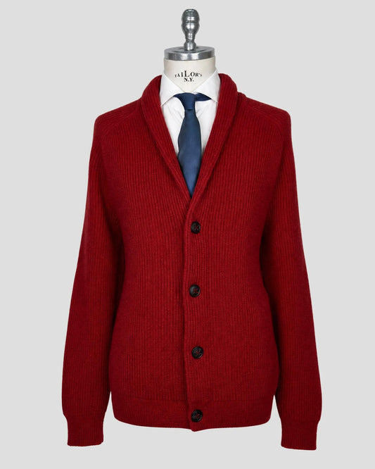 Kiton Red Cashmere Cardigan