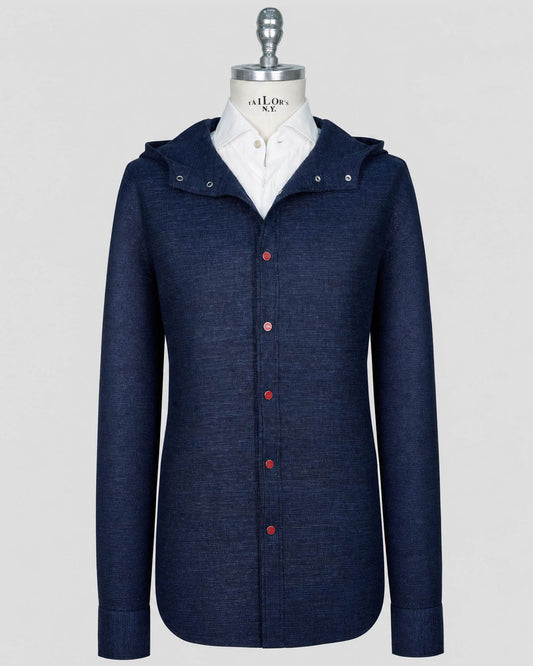 Kiton Blue Virgin Wool Cashmere Silk Linen Pa Ea Mariano Shirt